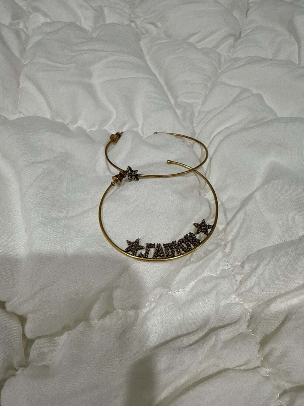 Christian Dior J'Adior Gold-Finish Crystal Star Hoop Earrings